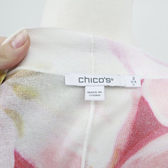 Chico's Kimono Womens L Pink Bloomcore Resort Wear Vacation Beach Pool Coastal - Picture 2 of 16